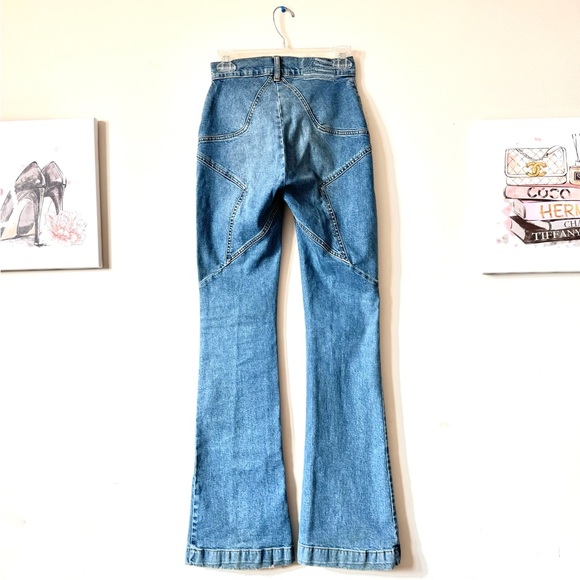 REVICE Blue Flare Wide Leg Jeans Star Butt American Flag Stretch Size 26. - Picture 3 of 13